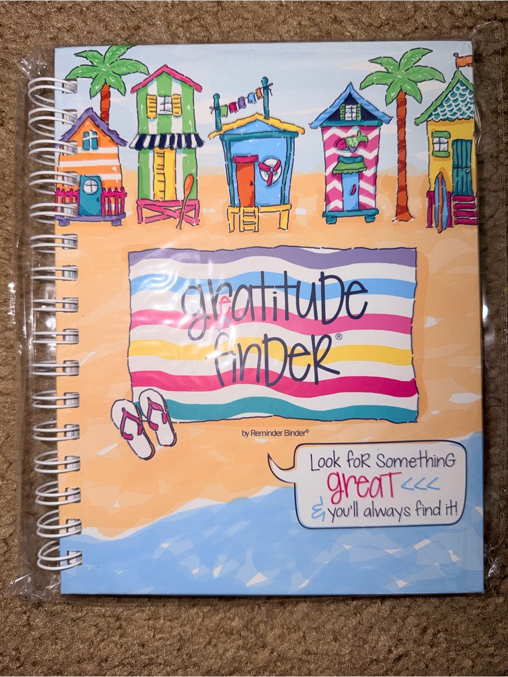 Reminder Binder Gratitude Finder Spiral Notebook - Multicolor Beach Cover